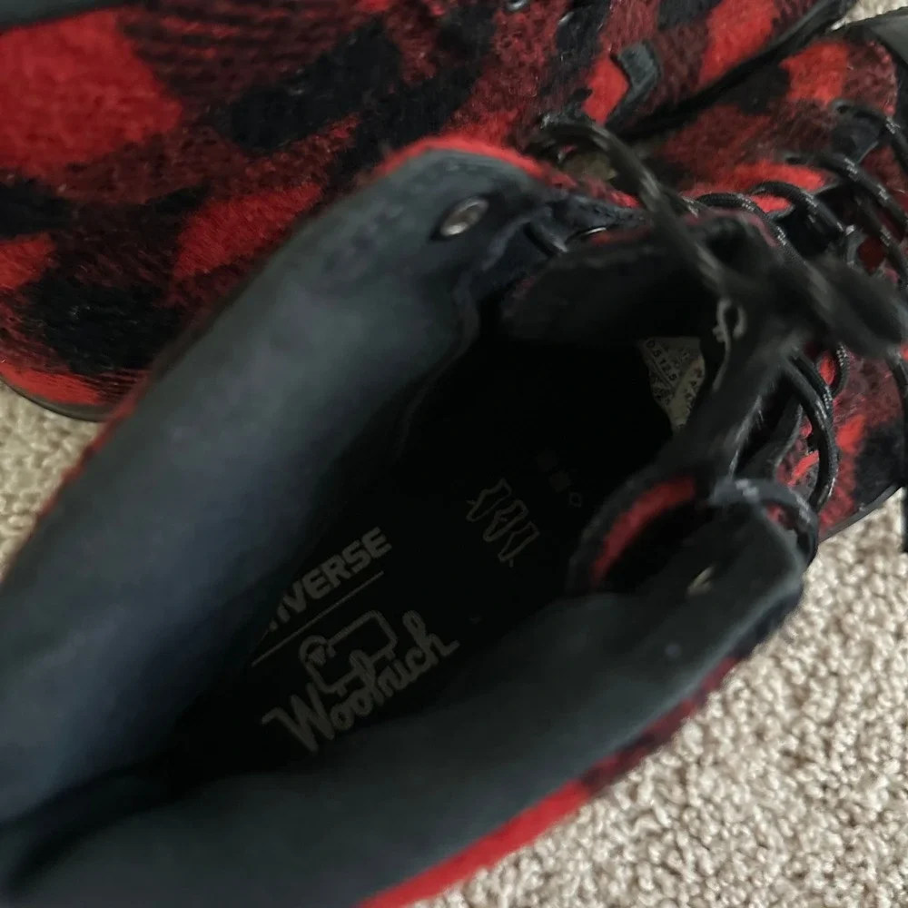 Converse Woolrich Sneakers Unisex 10.5 Mens 12.5 Womens Red Black Buffalo Plaid - Picture 8 of 10